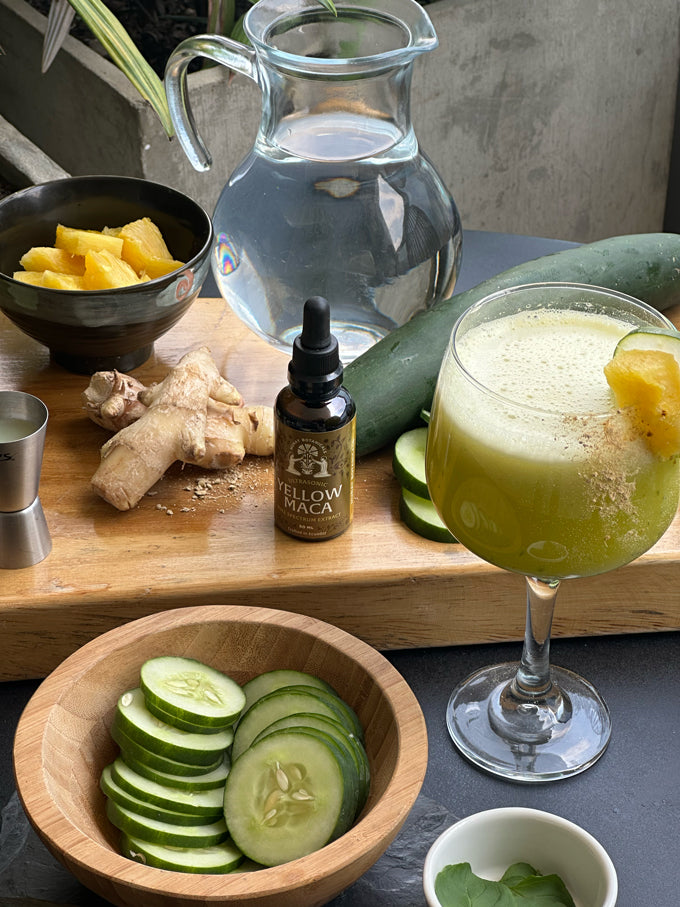 Yellow maca root ingredients prepared for Munay Botanicals herbal extract.
